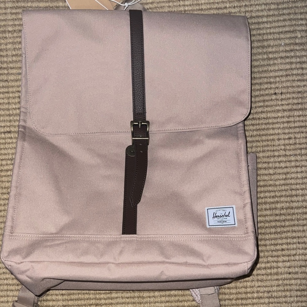 Herschel Supply Company City Backpack in Light Taupe and Brown Leather